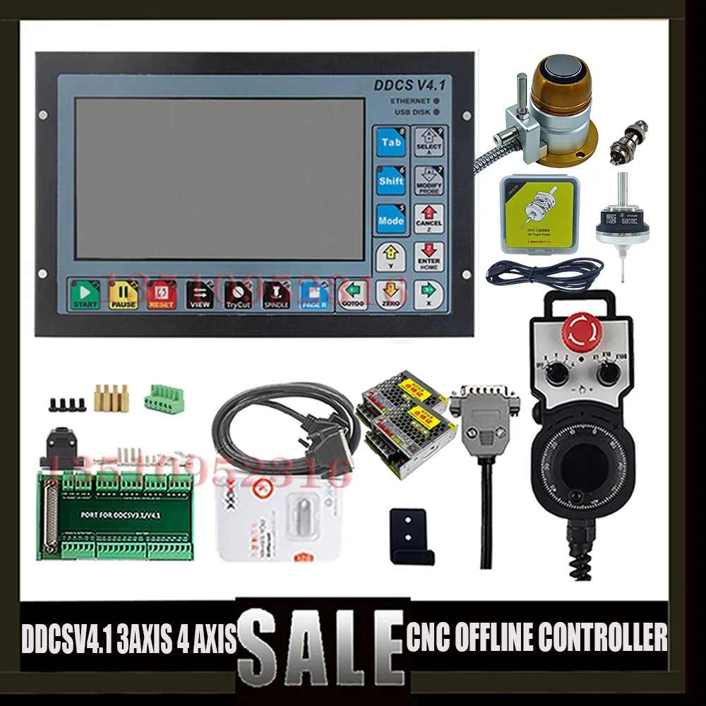 2023 Hot Sale! Ddcsv4.1 3/4 Axis G-code Cnc Offline Controller Kit With E-stop Mpg Z-axis Tool Setter 3d Angle Edge Finder