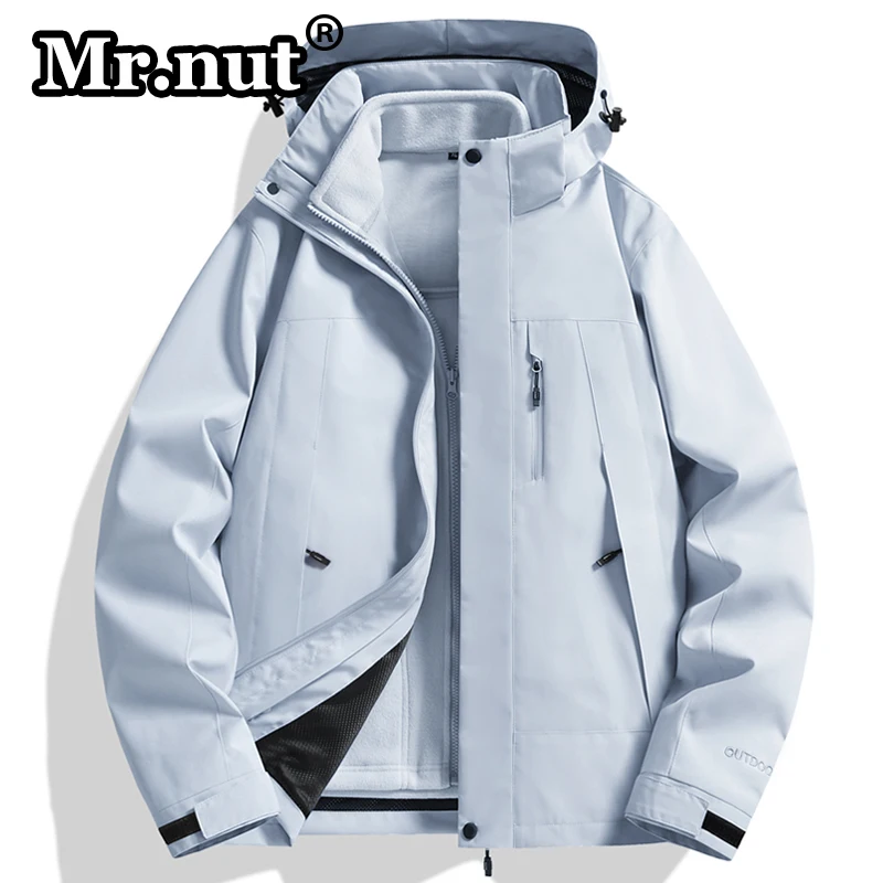 Mr.nut Fleece Detachable Removable Jacket 2 Piece Set Outdoor Couple Windbreaker Coat Climbing Suit Camping Waterproof Jackets