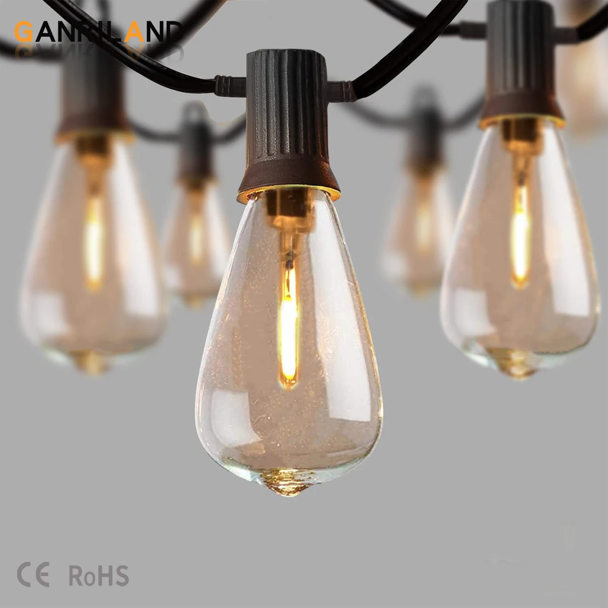 GANRILAND ST38 LED String Lights PET Outdoor IP44 Waterproof 1W EU Plug Plastic Bulbs Fairy Backyard Patio Decorative Lighting