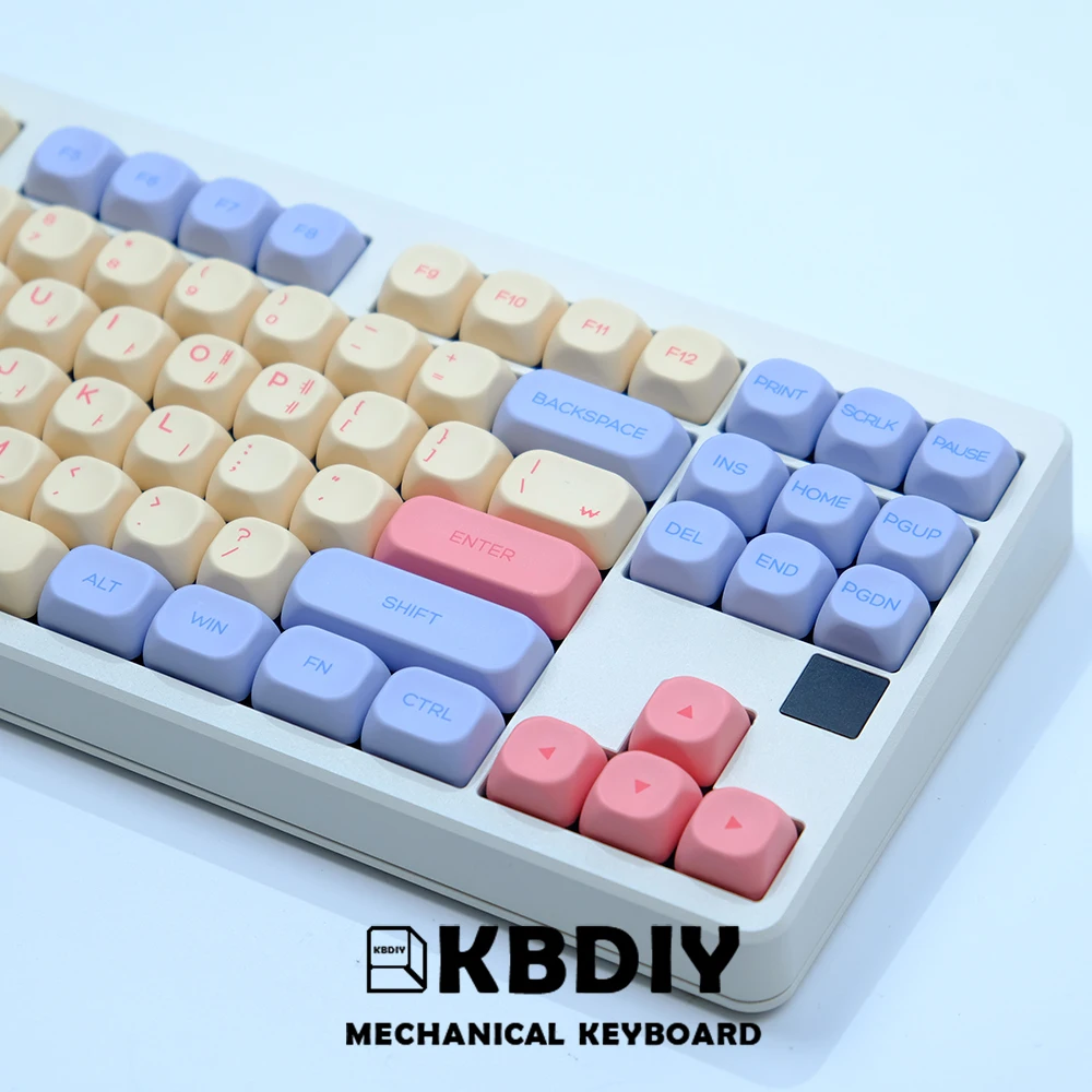 KBDiy 141 Keys/Set PBT Marshmallow Keycap KOA Profile 7U Japanese Russian Korean Keycaps for Mechanical Keyboard ISO MAC Key Cap