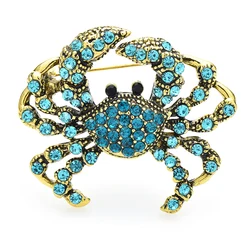 Wuli&baby Sparkling Cute Crab Brooches For Women Unisex Vintage 2-color Beautiful Sea Animal Party Casual Brooch Pins Gifts