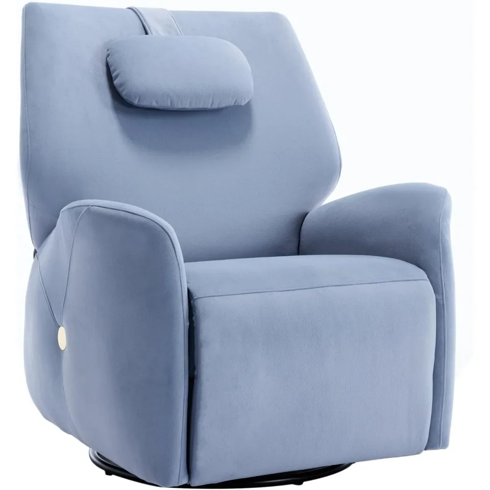 Swivel and Rocker Power Recliner Chair Glider with Lumbar and Neck Support Pillow, Max Swivel Degree 270°