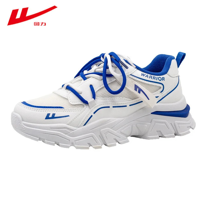 WARRIOR 2025 Women Clunky Sneaker Ladies Vulcanized Shoes Leisure Blue White Wedge Casual Shoes Female Walking Boots