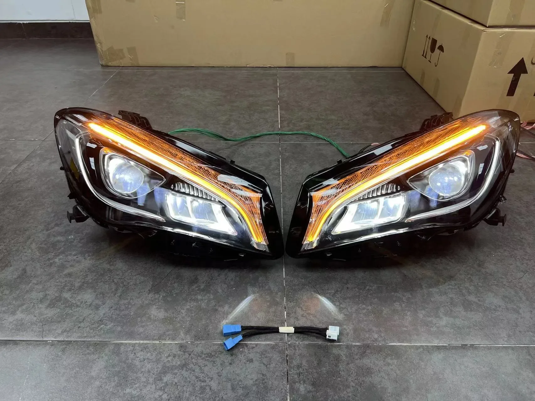 For Mercedes Benz CLA 14-20 LED Headlight Tail Light Angel eyes Hi-Lo Beam Daytime Running Turn signal