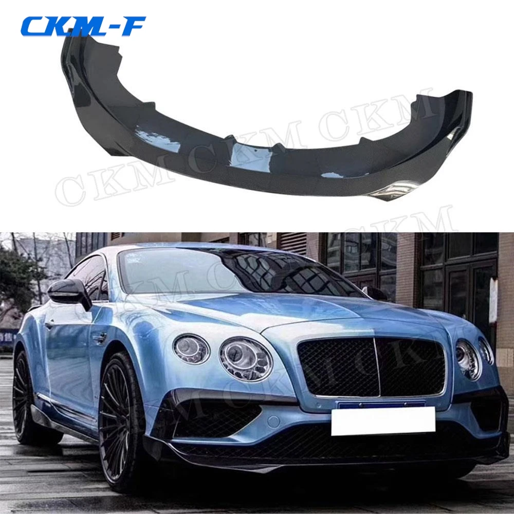 Real carbon fiber /FRP Car Front Bumper Lip Chin Spoiler Covers for Bentley Continental 2015 2016 2017 Front Lip S Style