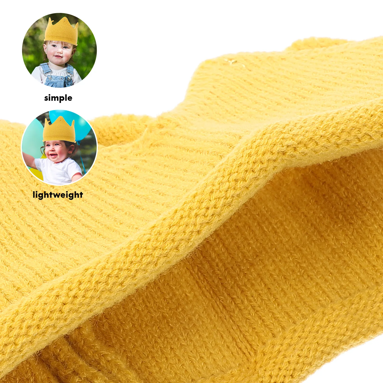 

Soft Stretchy Thick Warm Baby Crown Knitted Hat For Kids Girls Boys Winter Party Photobooth Hat Blue