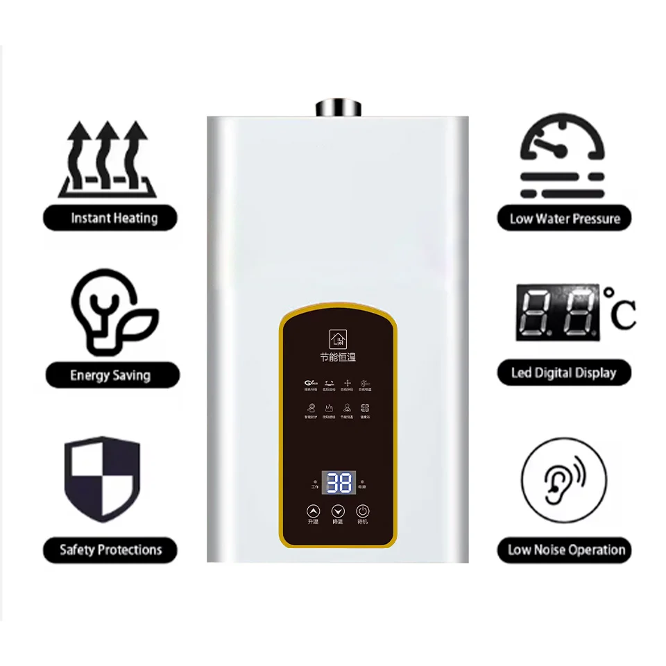 أسعار الجملة المحلية 12L 13L 16L درجة حرارة ثابتة الغاز الطبيعي/الغاز المسال سخان المياه العادم القسري نوع متوازن