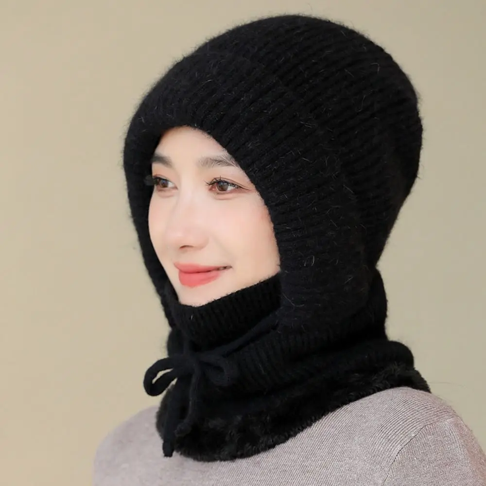 Winter Ear Protection Knitted Balaclava Hat Windproof Thickened Winter Beanies Hat Soft Face Cover Hooded Cap All-match