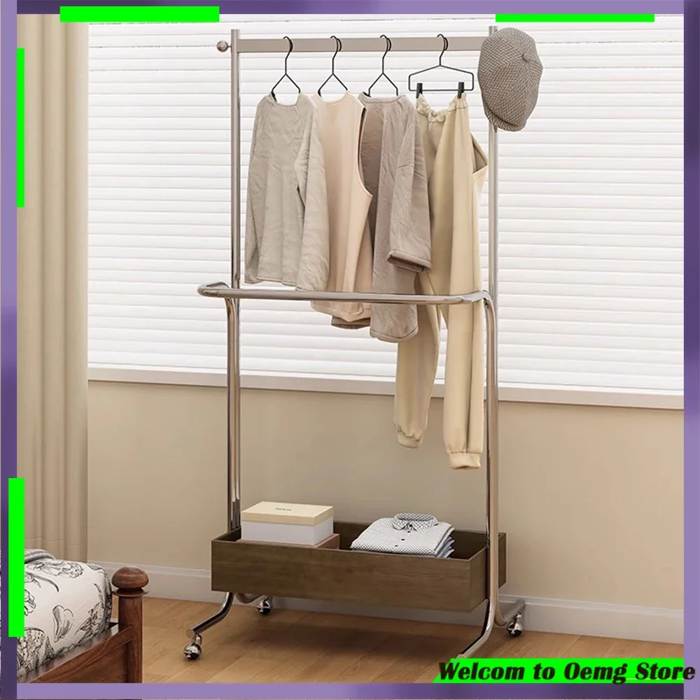 

Stylish Stainless Steel Hanging Clothes Rack Modern Minimalist Design Perfect Fashionable Girls Elegant Home Storage Solution