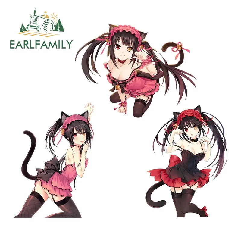 

EARLFAMILY 13 см для Tokisaki Kurumi кошмарные автомобильные наклейки протектор двери автомобиля Наклейка кондиционер винил индивидуальный Декор