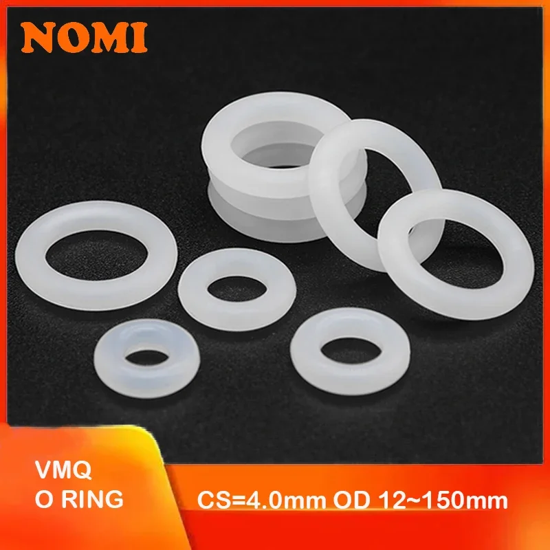 

10/50Pcs White Food Grade Silicone O Ring Gasket CS 4mm OD 12 ~ 150mm Waterproof Washer Round O Shape VMQ O Rings Silicone Ring