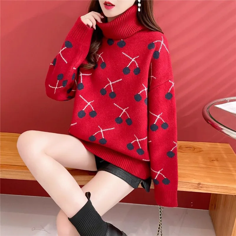 

DAYIFUN-2023 High Necked Sweaters,Women's Autumn Winter New,Long Sleeved,Knitted Pullovers,Female Loose Fashionable Jumpers,Tops