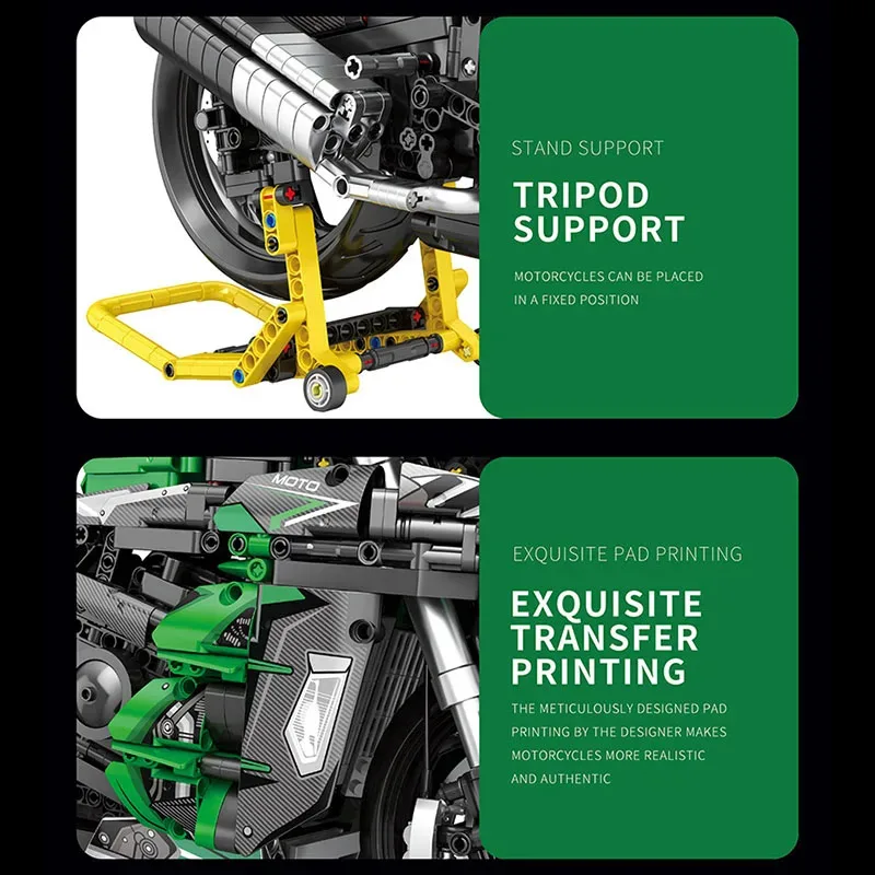 Reobrix 570 Technical Motorcycle Locomotive Model City Racing Series DIY Creative Toys Building Blocks Boy Gift 2088Pcs