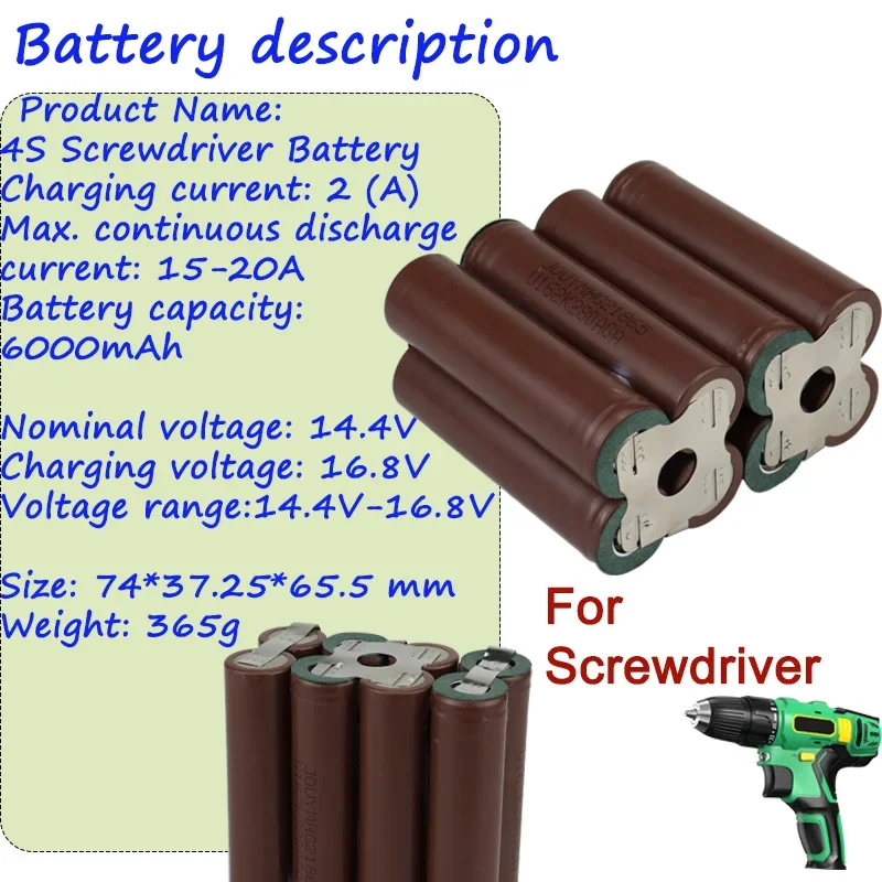 New Bestselling 6000mAh 4S2P 14.4V Lithium Battery  HG2 18650 Battery  For Screwdriver Welding Battery Pack