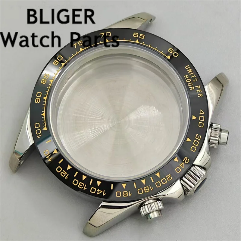 BLIGER 39mm argento oro rosa oro VK63 cassa vetro zaffiro cornice fissa Fit VK63 VK64 movimento al quarzo parti di ricambio dell'orologio