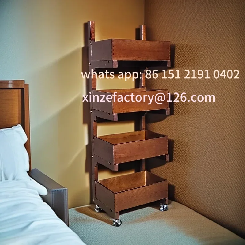 

Customizable Solid Wood Multi-layer Storage Rack Living Room Sorting Cabinets Wooden Shelf Storage Cart