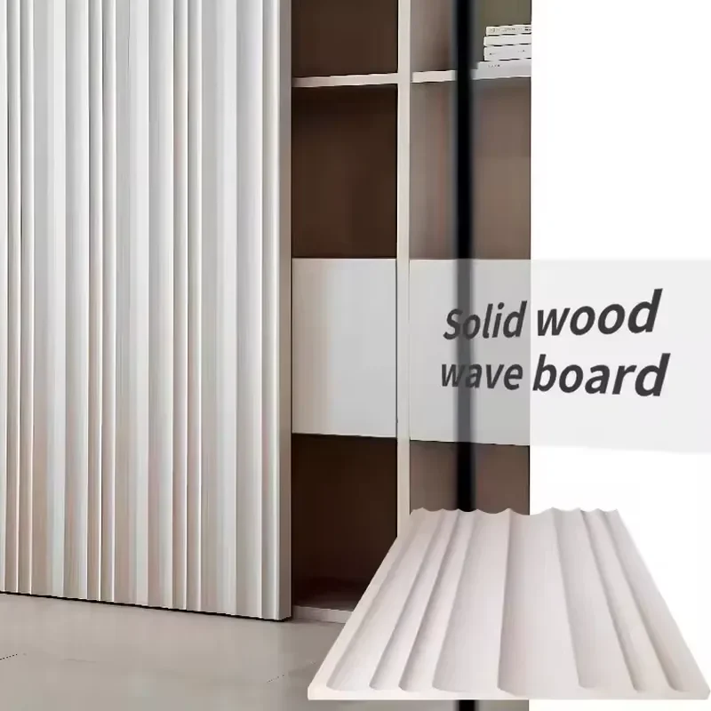Interior Wood Veneer Wall Cladding Panels Living Room Office Fluted 3D Effect Environment Friendly Solid Wood Slats