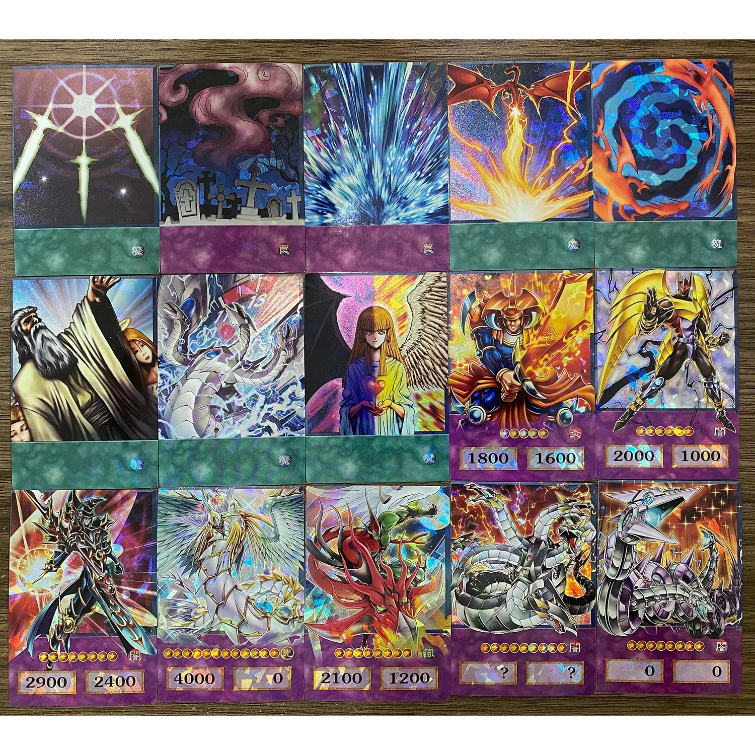 100 Stück Yu-Gi-Oh Anime-Stil Karten Blue Eyes Dark Magician Exodia Obelisk Slifer Ra Yugioh DM Klassische Proxy DIY Karten Geschenk – Detail 8