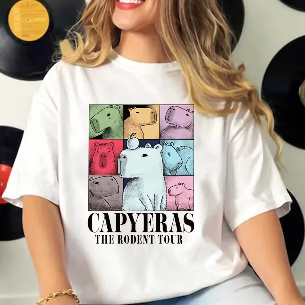 Capybara T-shirts Women Manga Graphic Tee Harajuku Top Female Japanese Manga Designer Clothing image 4