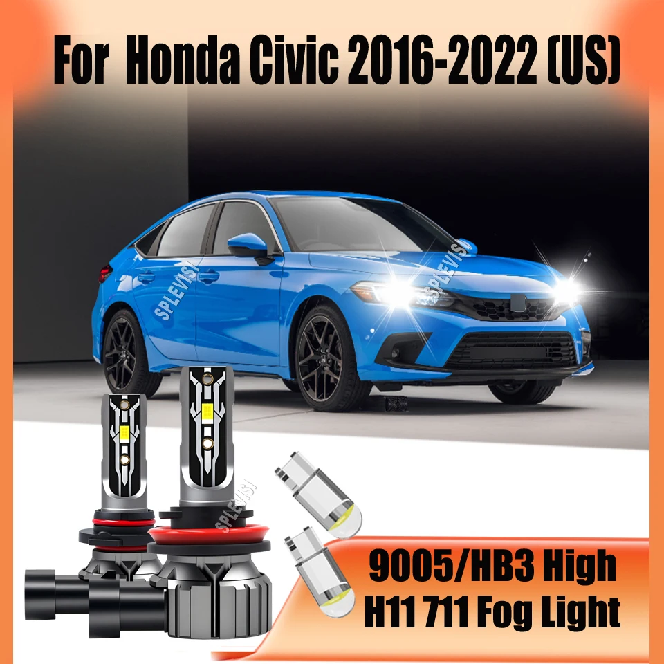 

9005 H11 LED White Headlight Fog Bulbs 150W/Pair - Durable & Weatherproof For Honda Civic 2016 2017 2018 2019 2020 2021 2022