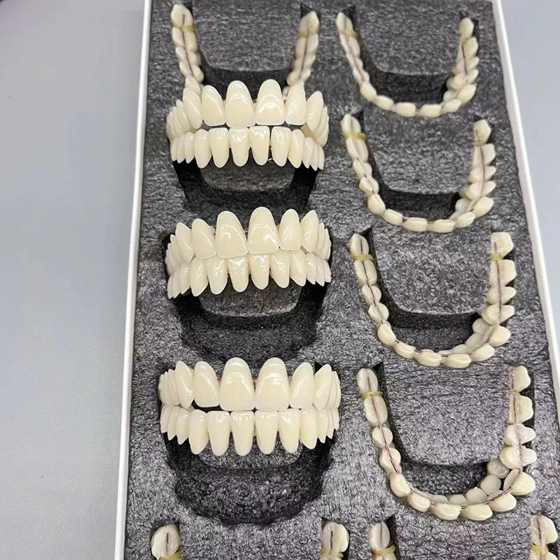1/10 Pairs Resin False Teeth Temporary Fake Tooth Upper Lower Removable Durable Dentures Whitening Dentures Dental Material
