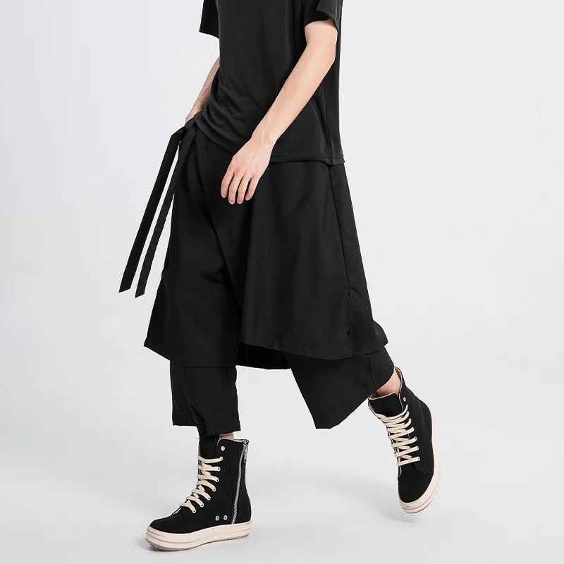 

Men's Casual Pants X065 Japanese Personality Straight Men's Dark Style Irregular Casual Loose Nine-Point Wide-Leg Pants Trendy