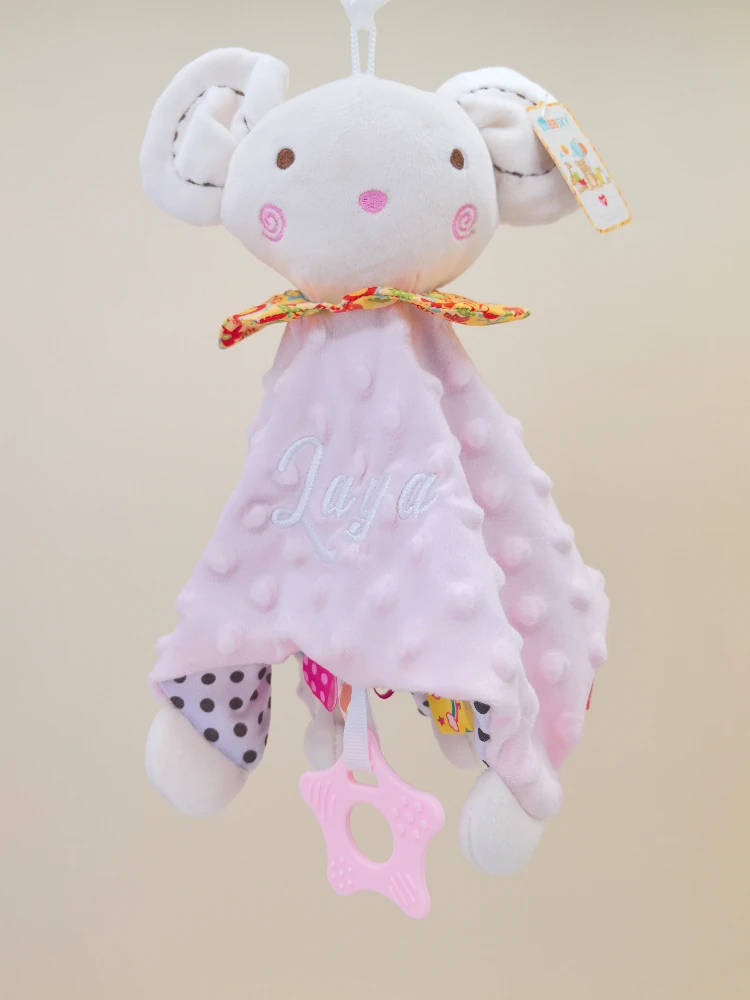 Couette en Peluche Douce avec Noms Personnalisés pour Bébé, Couverture de Sécurité pour Animal, Serviette Apaisante, Poupées de Sommeil pour Nouveau-Né