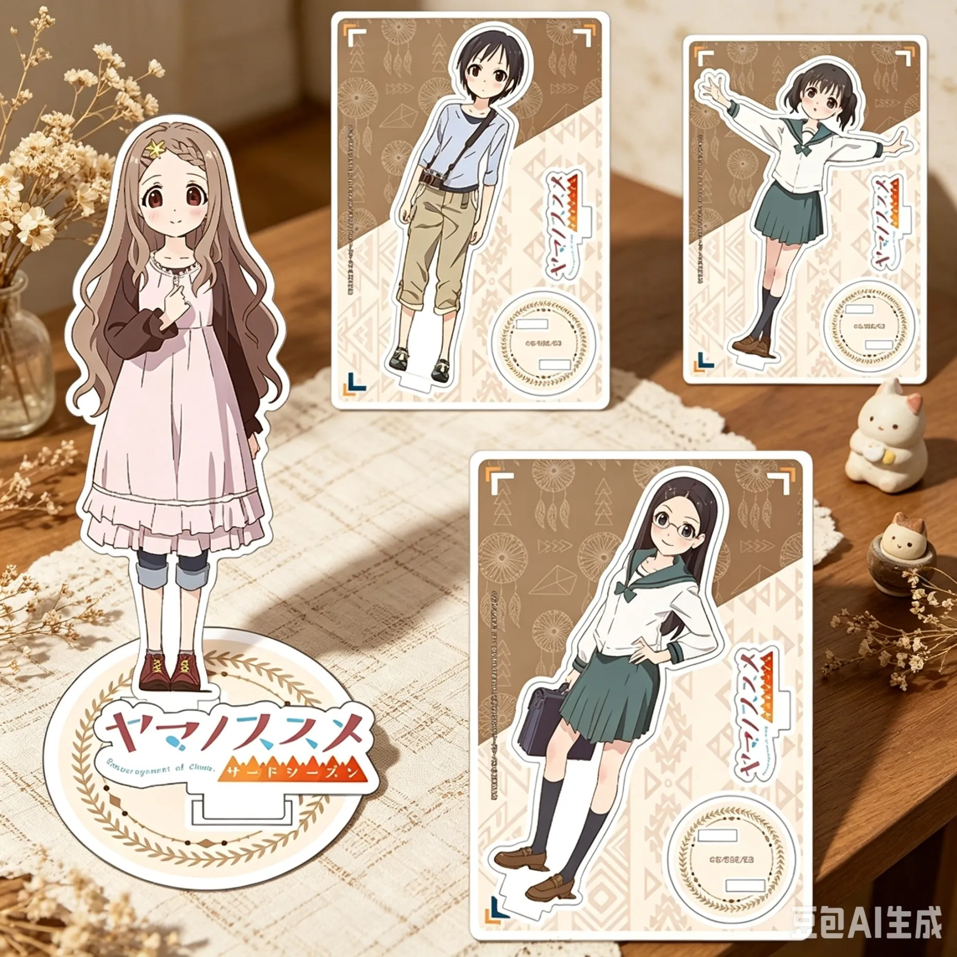 New Style 15cm Anime Yama No Susume Acrylic Stand Modle Desktop Decoration Game Collectible Ornament Gift For Fans Keychain