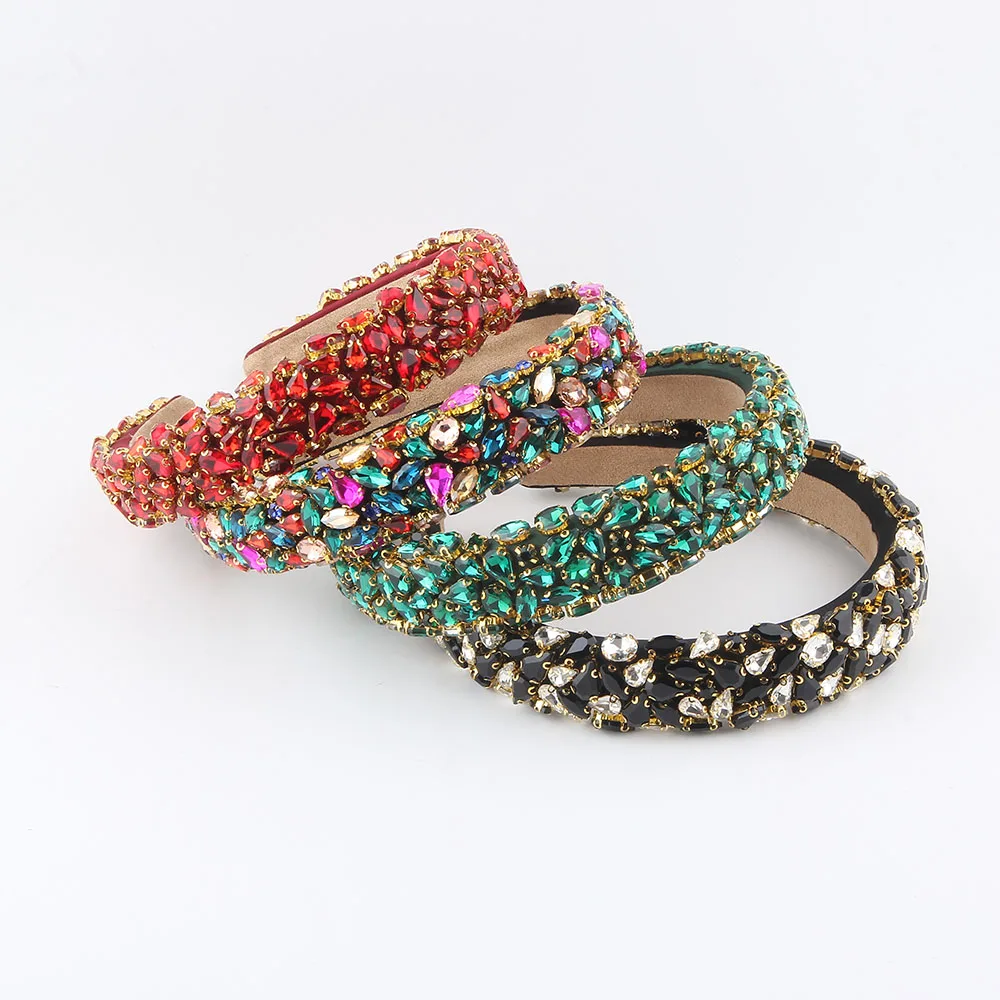 Wide-Brimmed High-Topped Ball Hair Accessory New Cross-Border Baroque Hair Band Water-Diamond Heavy Industry Luxurious Hair 570