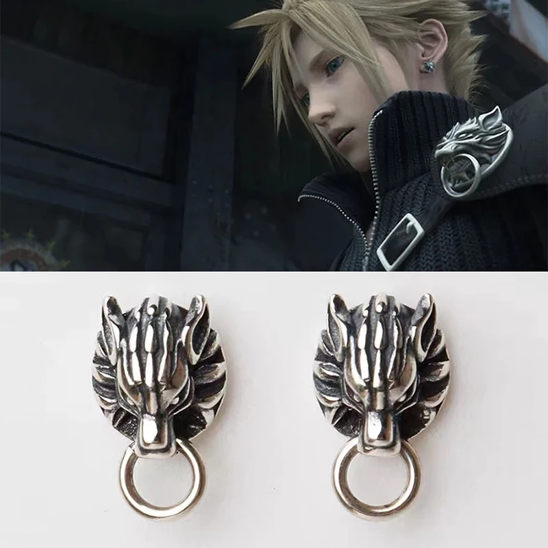 Hot Hot Game Final Fantasy Cloud Strife Wolf Stud Earrings For Men Women Gift