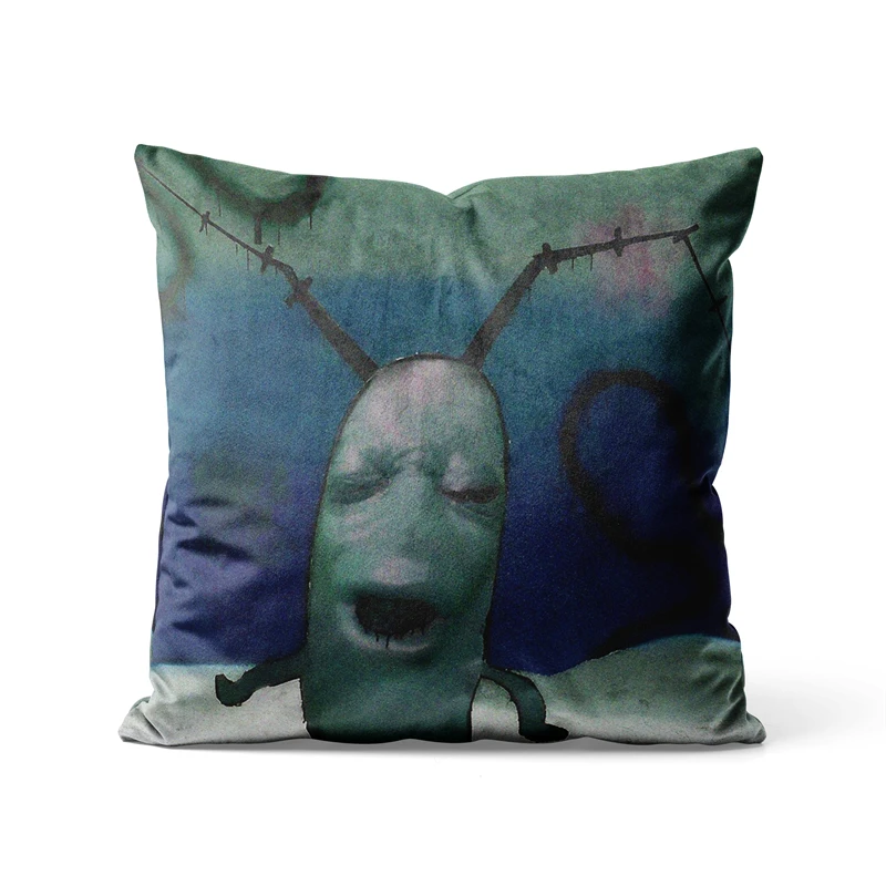 Gaslight Gatekeep Girlboss Cursed Plankton Meme Throw Pillow Covers Cushion Cases for Couch 45cm x 45cm