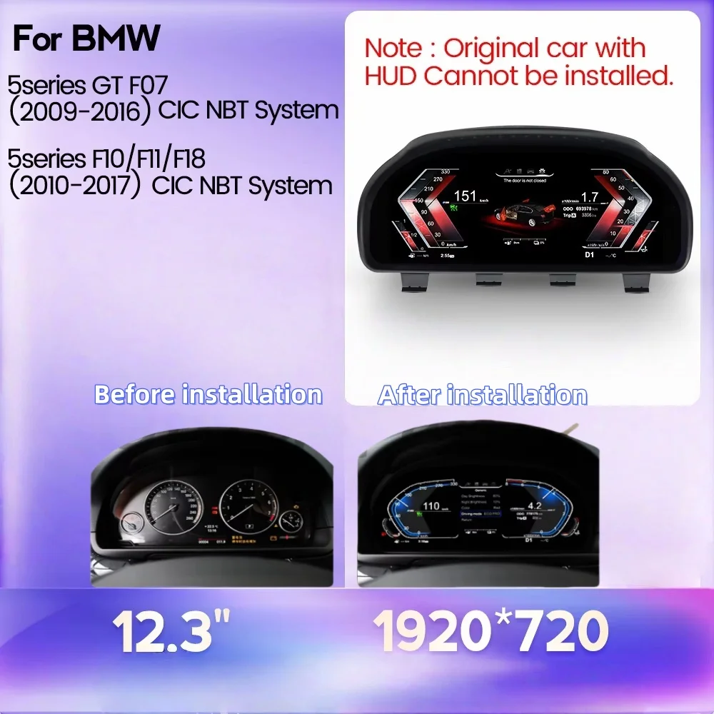 Для BMW 5 серии GT-F07 2009-2016 CIC/NBT Linux система спидометра приборная панель автомобиля COREYES 12,3-дюймовый цифровой приборный кластер