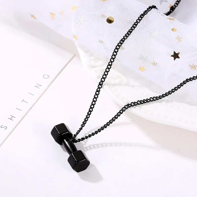 New INS Style Dumbbell Geometry Pendant Choker Necklace Chain For Women And Men Fashion Punk Party Jewelry Gifts