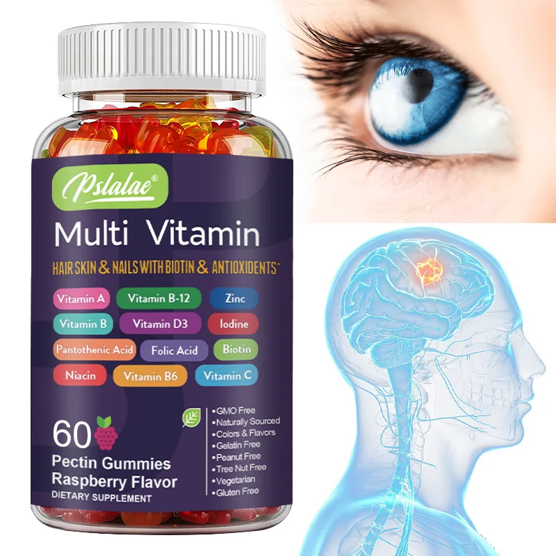 

Multivitamin Gummies - with Vitamins and Minerals - Antioxidant,Improves Immunity, Supports Skin, Brain, Eyes and Overall Health