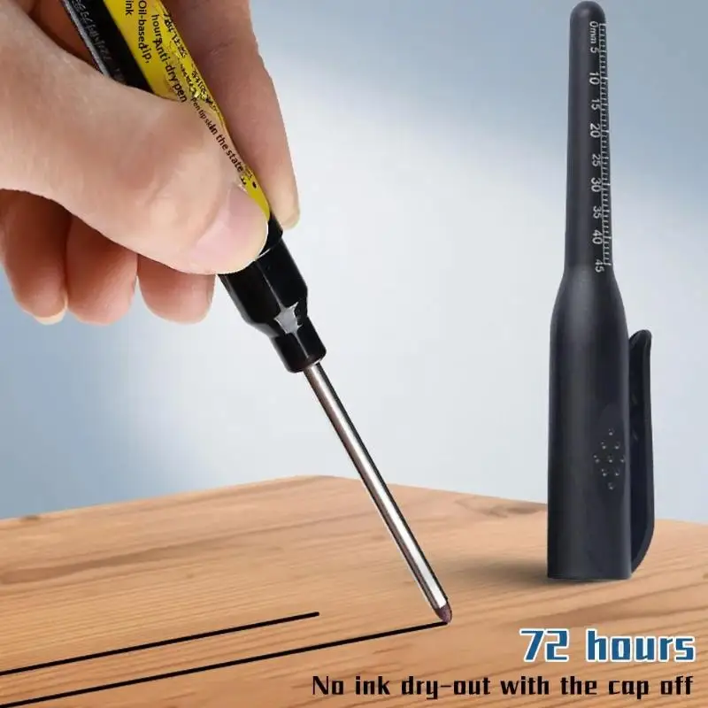 New 1PCS 45mm Extra-Long Nib Oil-Based Marker, Refillable, Black, For Deep Hole Line Marking On Wood, Tile, Construction Site
