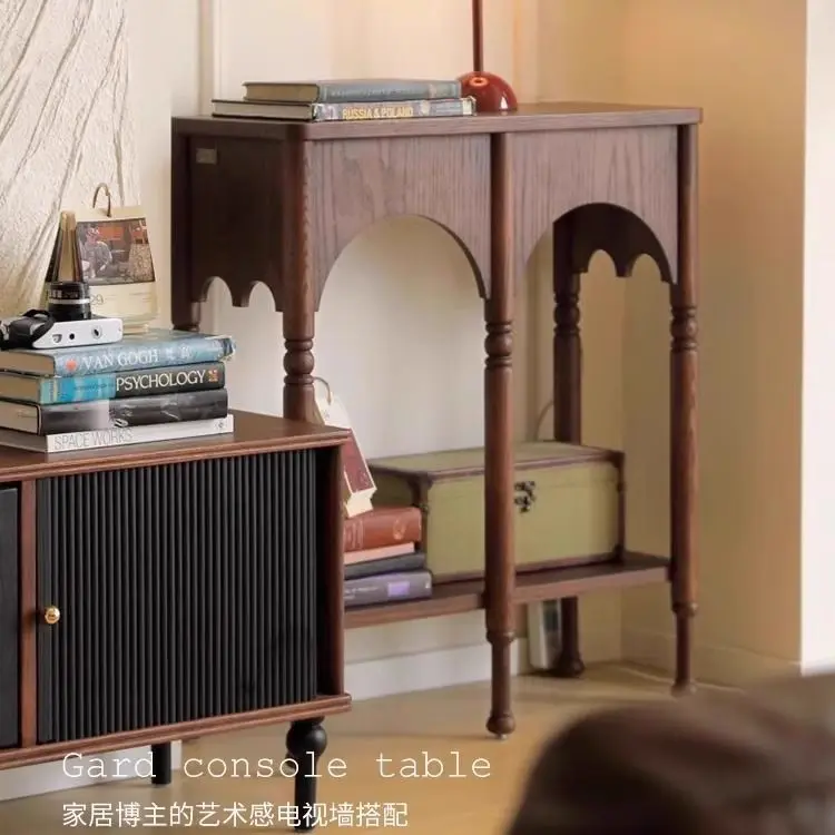 French retro solid wood porch cabinet medieval living room side cabinet household