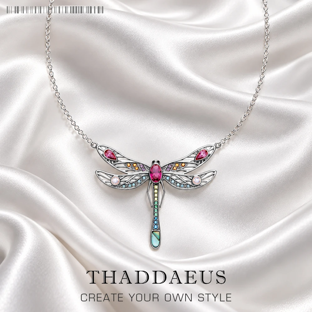 Halskette Verspielte Libelle Neue Gliederkette Kreativer feiner Schmuck Europa 925er Sterlingsilber Böhmen Geschenk für Frauen