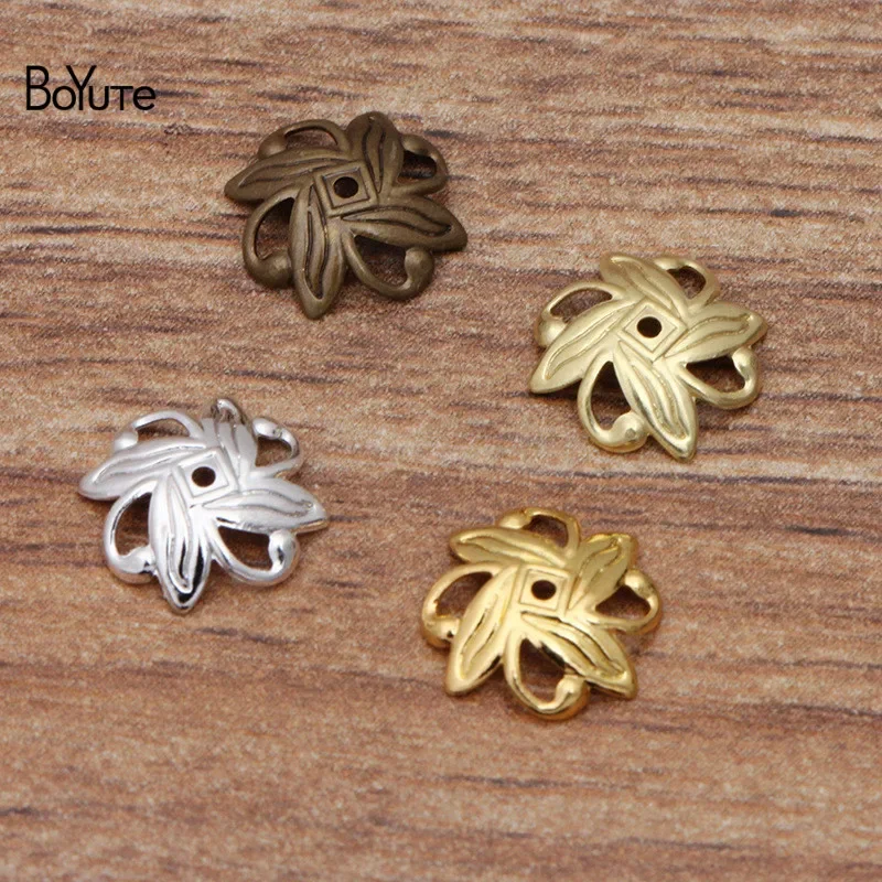 BoYuTe Wholesale (200 Pieces/Lot) Metal Brass Stamping 2*10MM Filigree Flower Bead Caps Charms DIY Hand Made Jewelry Accessories image 4