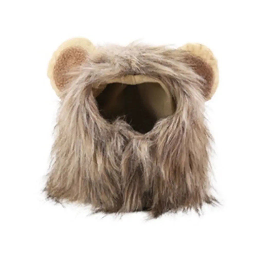 

Cat Outfit Lion Hat Acrylic Fibers Lion Mane Wig Cap Hat Breathable Soft Pet Lion Hat Purple/Brown Cat Wig Hat Cosplay Party