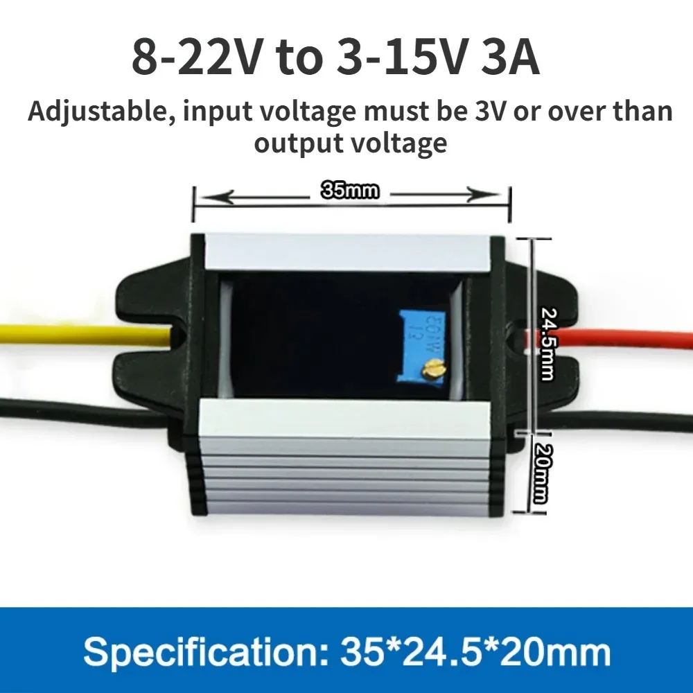 8-22V to 3-15V 12V to 5V 6V 9V DC Step Down Buck Converter Adjustable Output Voltage Regulator Module Car Auto Volt CE
