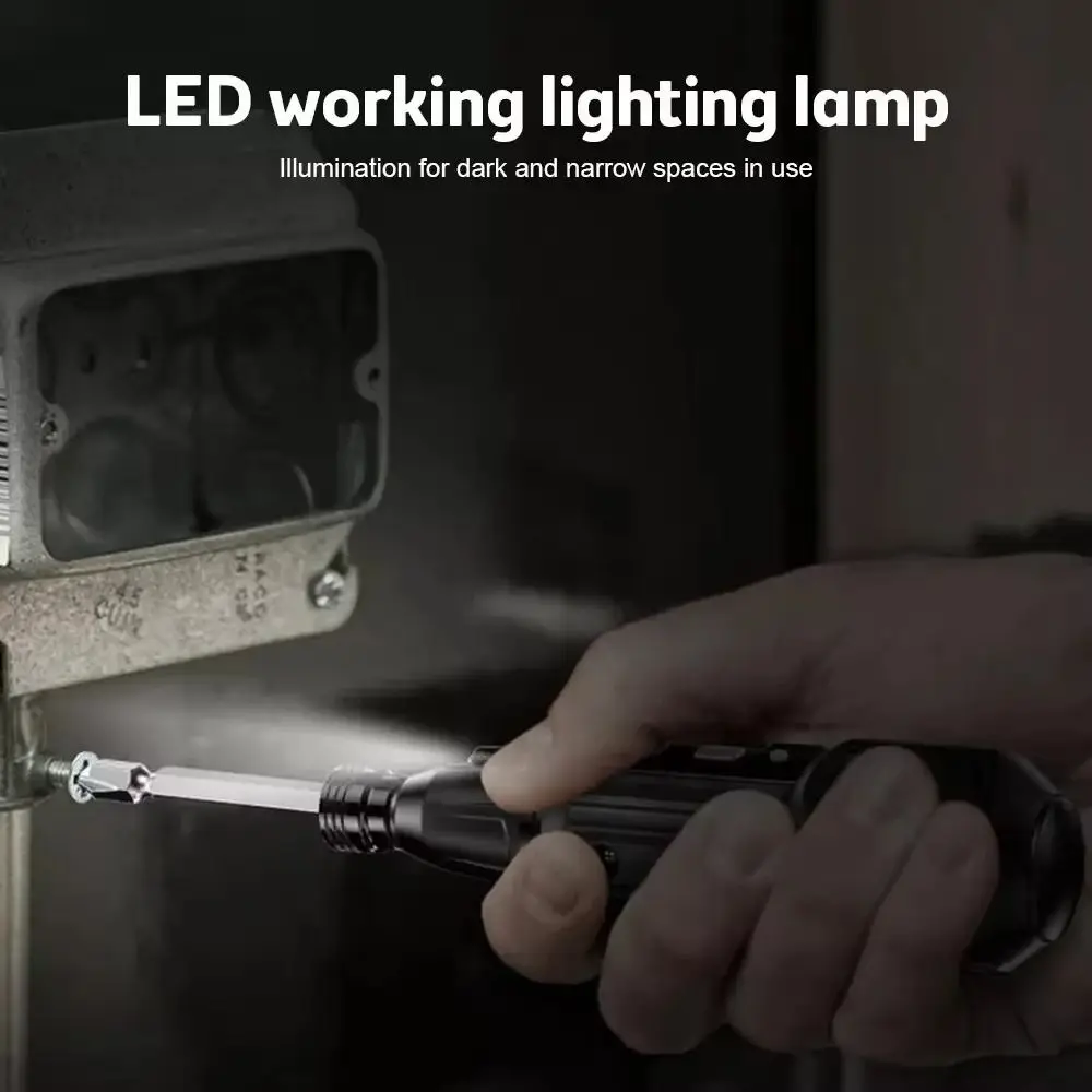 Anti-Slip Handle Cordless Screwdriver Chrome Vanadium Steel LED Lights Mini Electric Screwdriver Charging Straight Rod