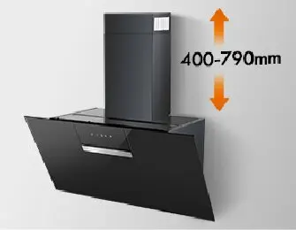 90 cm wandmontierte Dunstabzugshaube 800 m3/h A+++ LED-Touch-Steuerung, schwarzes Glas – Umlauf-/Abluftoption – Detail 9