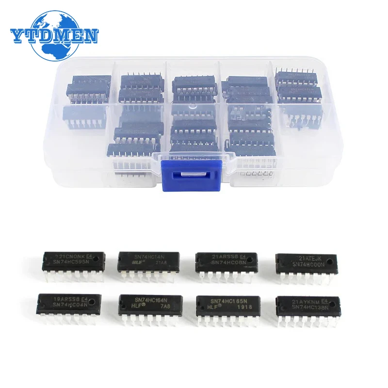 80PCS Logic IC Kit SN74HC00N SN74HC04N SN74HC08N SN74HC14N SN74HC138N SN74HC164N SN74HC165N SN74HC595N DIP-14 Integrated Circuit