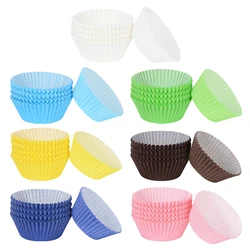 100pcs Muffin Cupcake Paper Liner Baking Cup Oilproof Cake Wrapper Solid Color Baking Birthday Party Tray Cake Decorating Tools