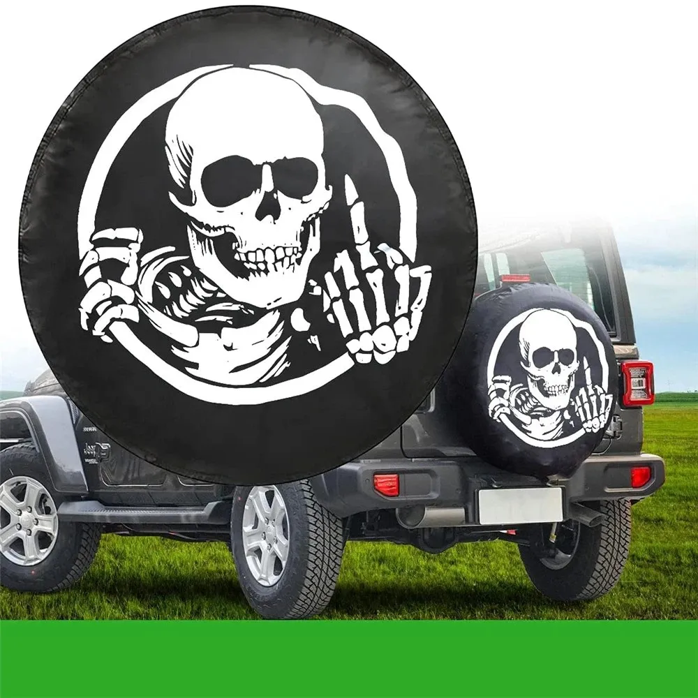 Skull Middle Finger Spare Tire Cover SUV Outdoor Wheel Protector