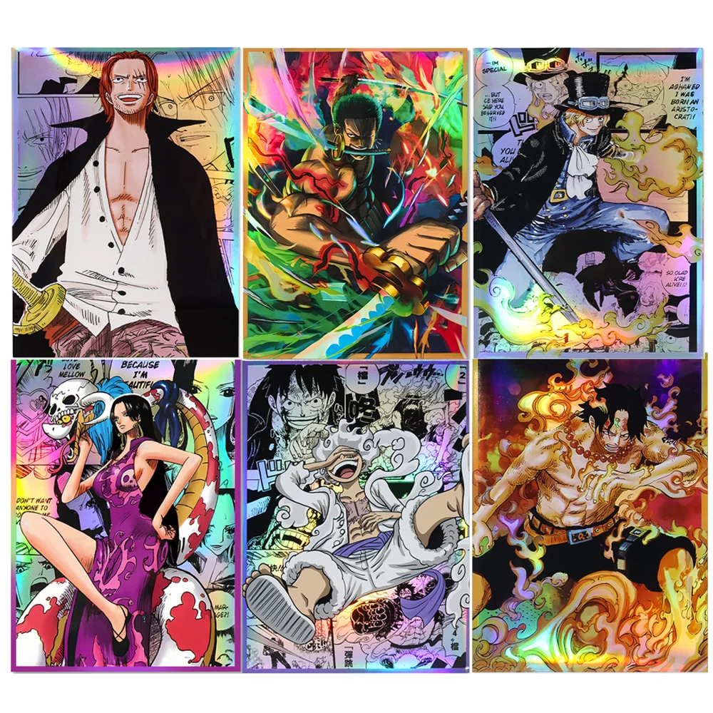

60PCS 67x92mm Anime One Piece Holographic Foil Card Sleeve Empress/ Sabo/Ace/Luffy/Zoro/Shanks Cover For MGT/PTCG/OPCG Cards