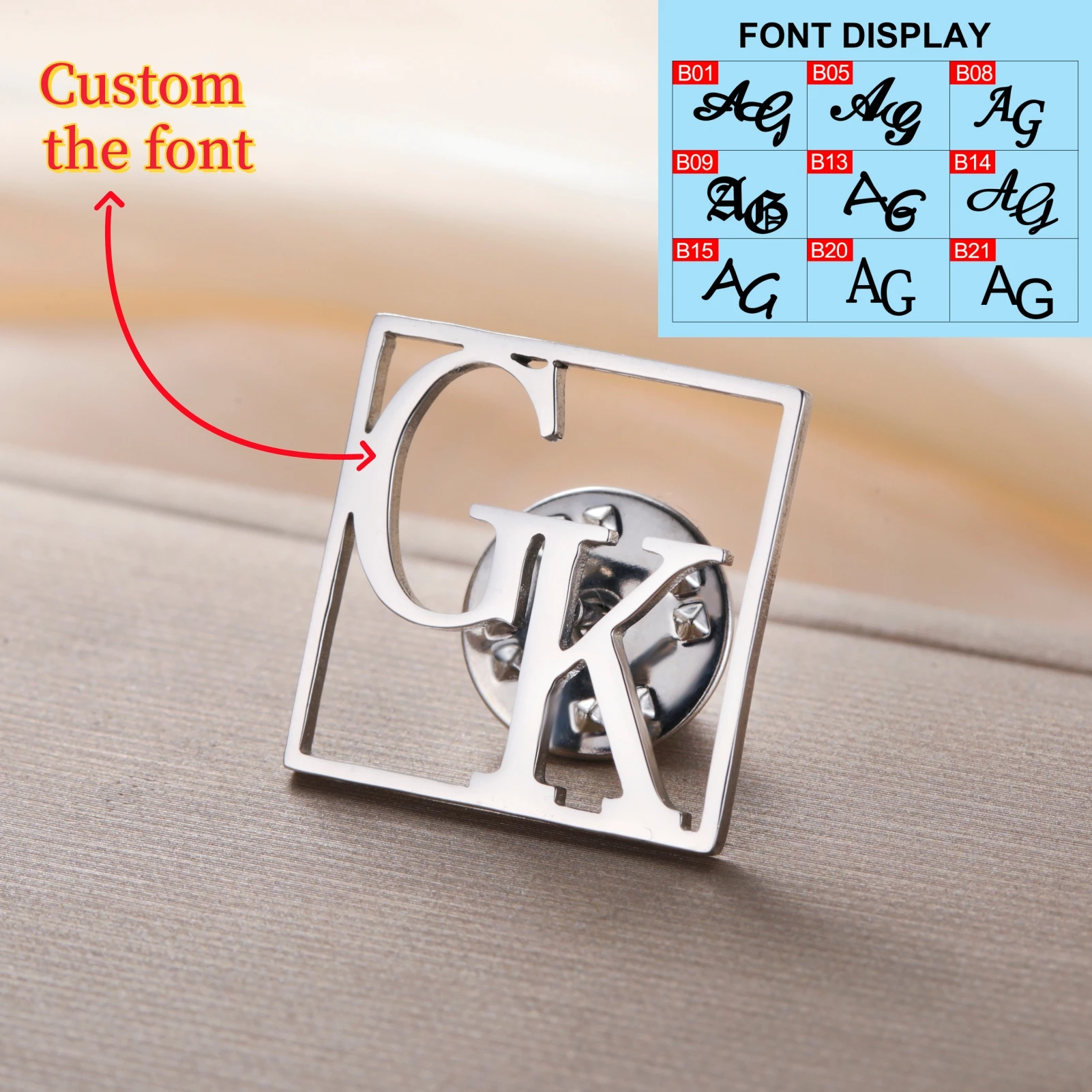 Personalized Initials Lapel Pin Custom Wedding Groom Brooch Gift for Groomsmen Custom Initials Stainless Steel Brooch Jewelry