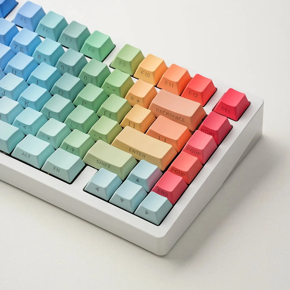 130 toetsen Gradiënt Doorschijnend Kleur Zijdig Gedrukt Keycaps voor Mechanisch Toetsenbord Engels Koreaans Cangjie Key Caps Cherry PBT