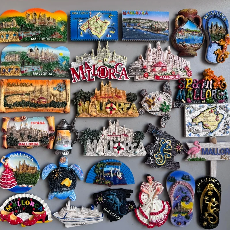 Imanes para nevera de Mallorca, España, Islas Baleares, decoración conmemorativa del turismo mediterráneo, artesanía, adhesivo magnético para refrigerador, regalo