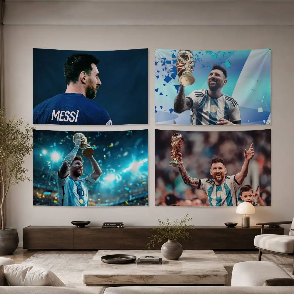 

Legend Football Player Messi Flags Wall Hanging Background Art Banner for Bedroom Home Outdoor Decor